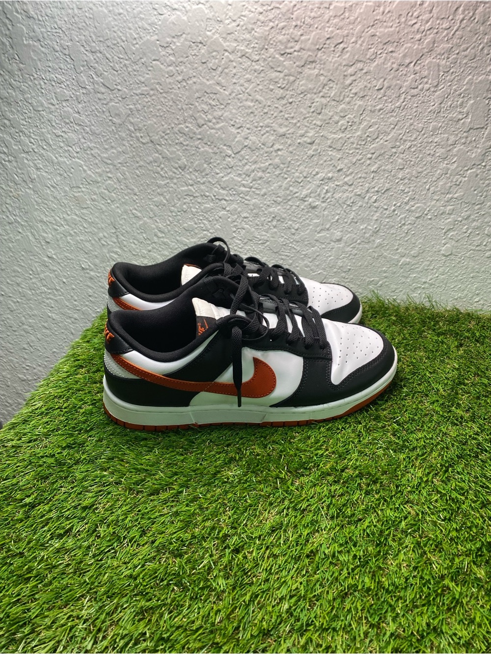 Nike Dunk Low Black White Orange Swoosh